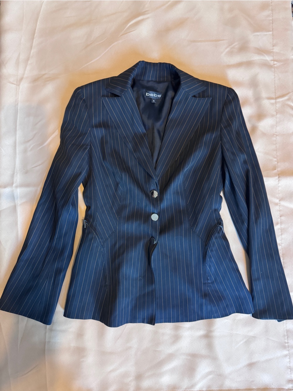 bebe Black/brown Pinstripe Tailored Blazer